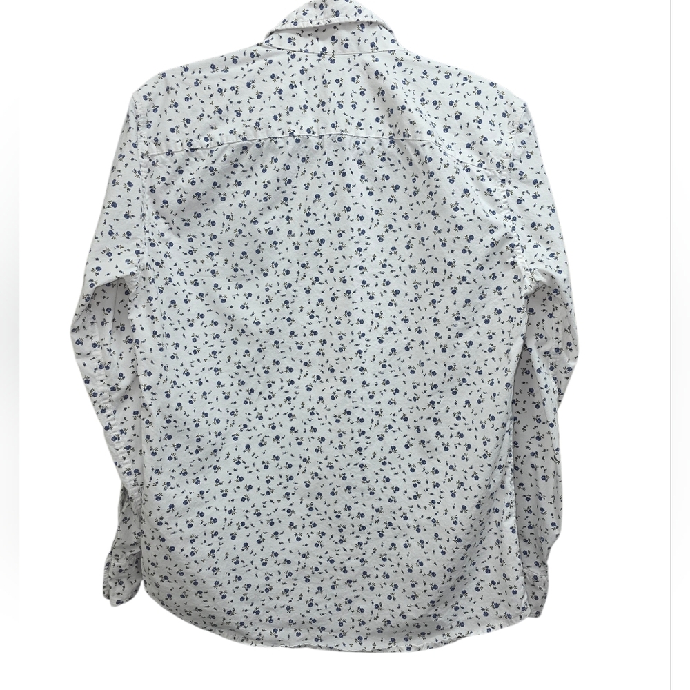 Abercrombie‎ & Fitch Super Slim White Shirt with Navy Floral Button Up Small - Picture 2 of 10